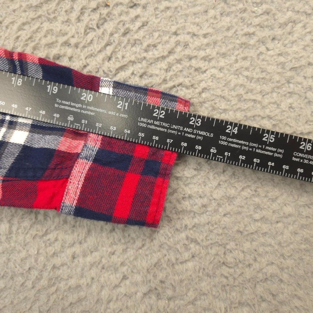 Woolrich Flannel Shirt Womens XL Red Navy Plaid Long Sleeve Button Pocket Cotton - Picture 8 of 10